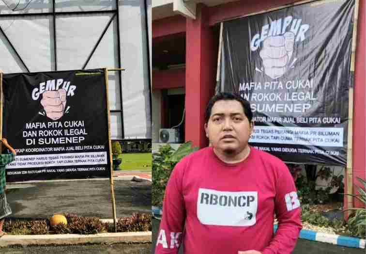 Bupati Didesak Bekukan Izin PR Nakal yang Jadi Sarang Mafia Jual Beli Pita Cukai di Sumenep, Banner Tangkap Koordinator Mafia Pita Cukai juga Bertebaran
