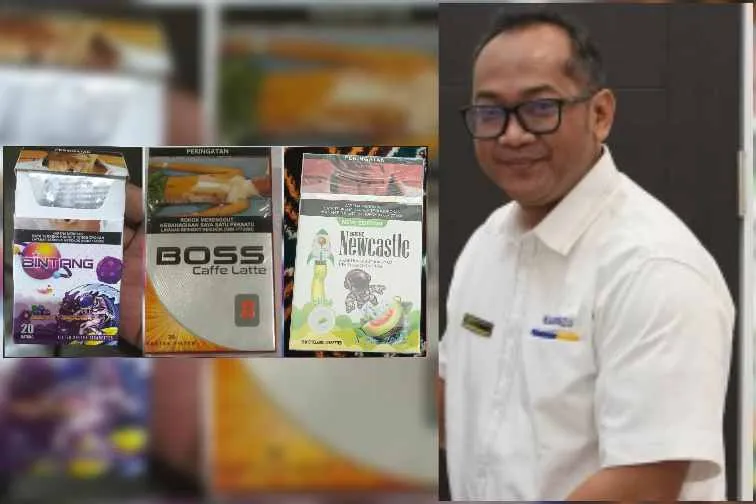 KOLASE FOTO. Rokok ilegal tanpa dilekati pita cukai merk "Bintang", "Boss Caffe Latte" dan "Newcastle" yang sama-sama bersarang di Kabupaten Pamekasan yang dibiarkan merajalela bebas beredar. Dan Kepala Kantor Bea Cukai Madura yang baru Novian Dermawan
