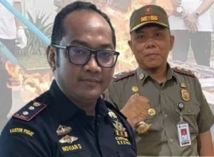 KOLASE FOTO. Kepala Bea Cukai Madura Novian Dermawan, dan Kepala Satpol-PP Sumenep, Wahyu Kurniawan Pribadi