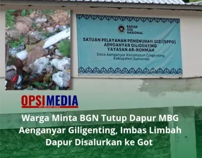 Warga Minta BGN Tutup Dapur MBG Aenganyar Giligenting, Imbas Limbah Dapur Disalurkan ke Got