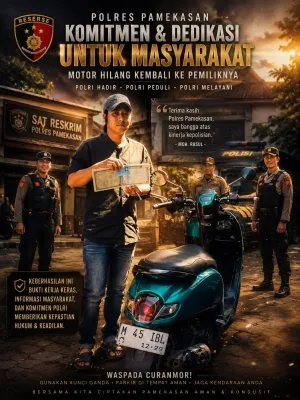 Satreskrim Polres Pamekasan Serahkan Sepeda Motor Hasil Curanmor Kepemiliknya