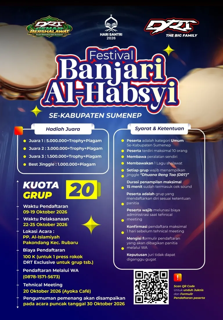 Ikuti dan Meriakan, Festival Banjari Al-Habsyi Sumenep 2026 Perebutkan Piala DRT The Big Family